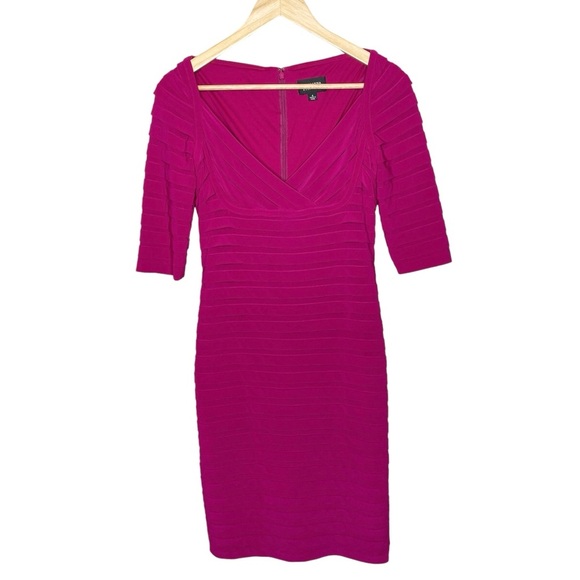 Adrianna Papell Pink Tiered Layered Sheath Dress Sz 6 - Picture 1 of 10